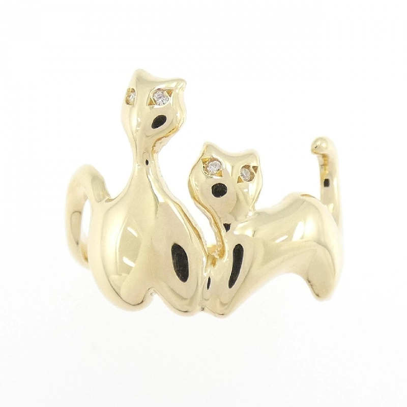 Nhẫn kim cương K18YG hình mèo 0.01CT 669448