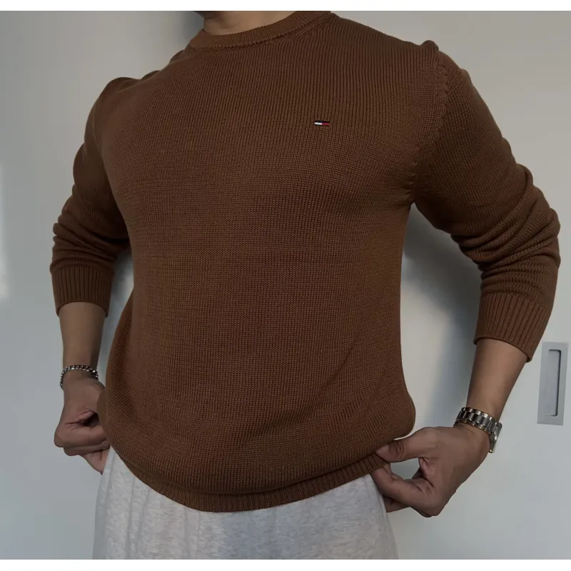 Áo len Tommy màu nâu size S chính hãng 976842