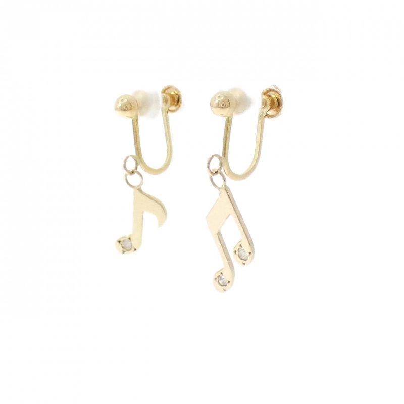 K18YG Nốt nhạc Bông tai Kim cương 0.05CT - Hàng hiệu Chính hãng 869592