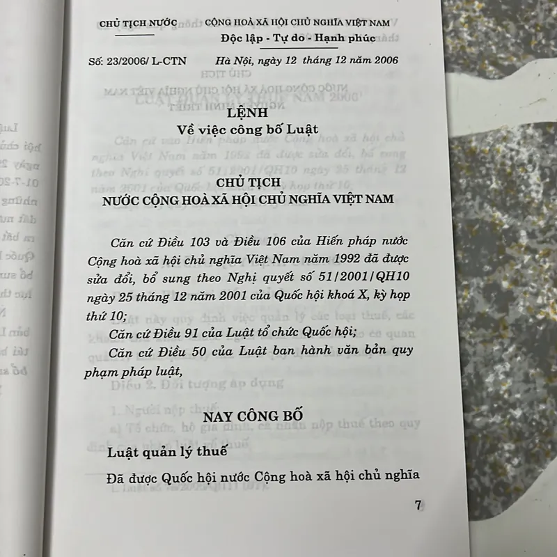 Luật quản lý thuế 2006 sửa đổi 2012 713039