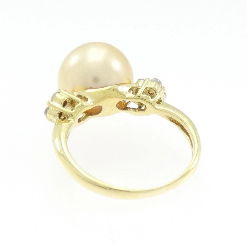 Nhẫn hoa ngọc trai trắng K18YG 10.4mm - Hàng hiệu Authentic 845864