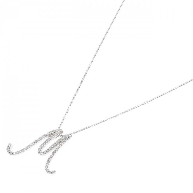 K18WG Chữ cái M Dây chuyền kim cương 0.32CT - Hàng hiệu Chính hãng 860138