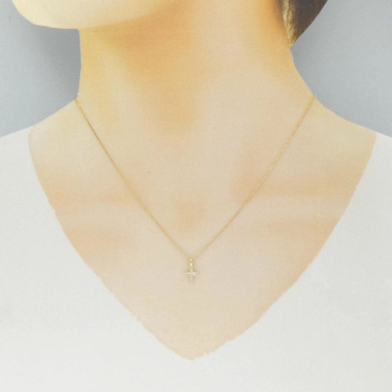 K18YG Dây chuyền kim cương chéo 0.10CT - Hàng hiệu chính hãng 858428