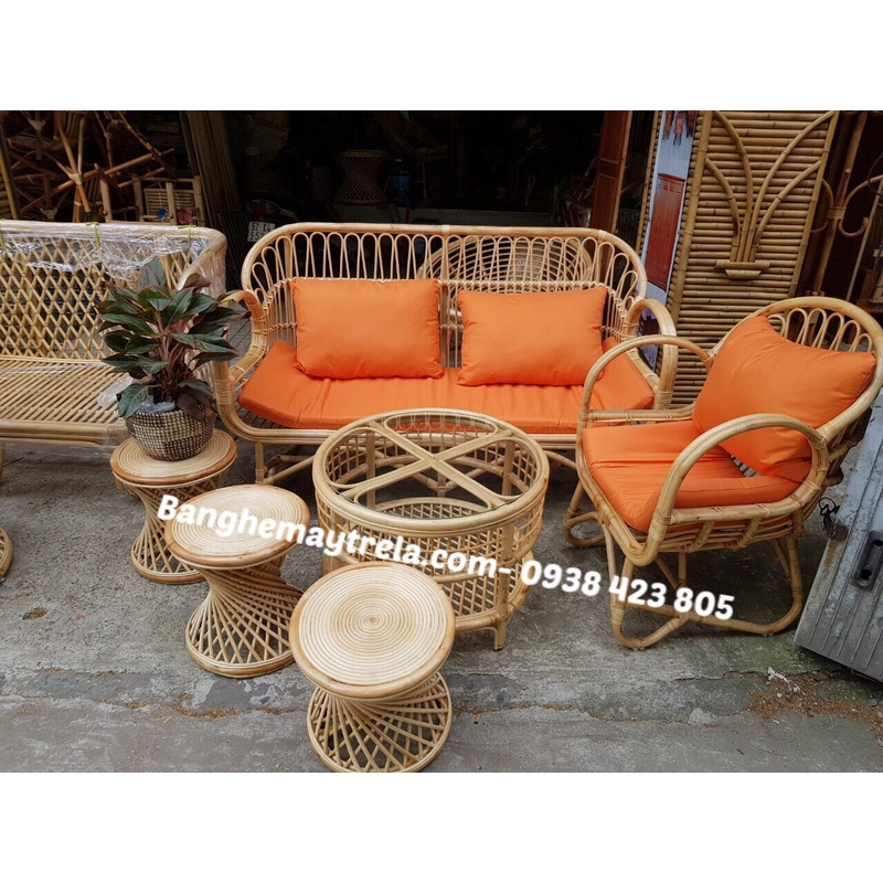 Sofa mây tay cuộn 519386