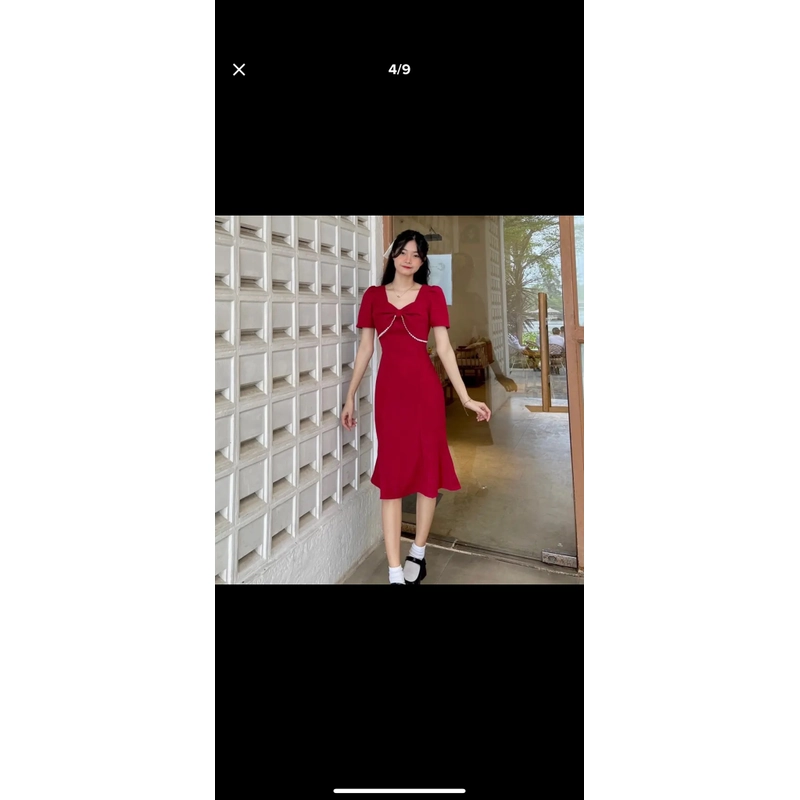 Váy đi chơi, dạo phố, Size M, màu đỏ, new 90%, hàng Quảng Châu 470609