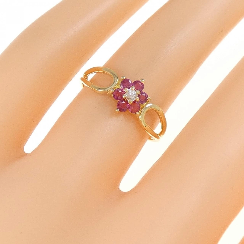 Nhẫn ruby K18YG hoa 0.20CT 669769