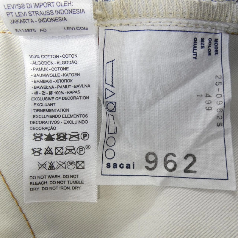 Quần jeans Levi's Denim Pants 25-0962S UNISEX của SACAI - Hàng hiệu Authentic 886304