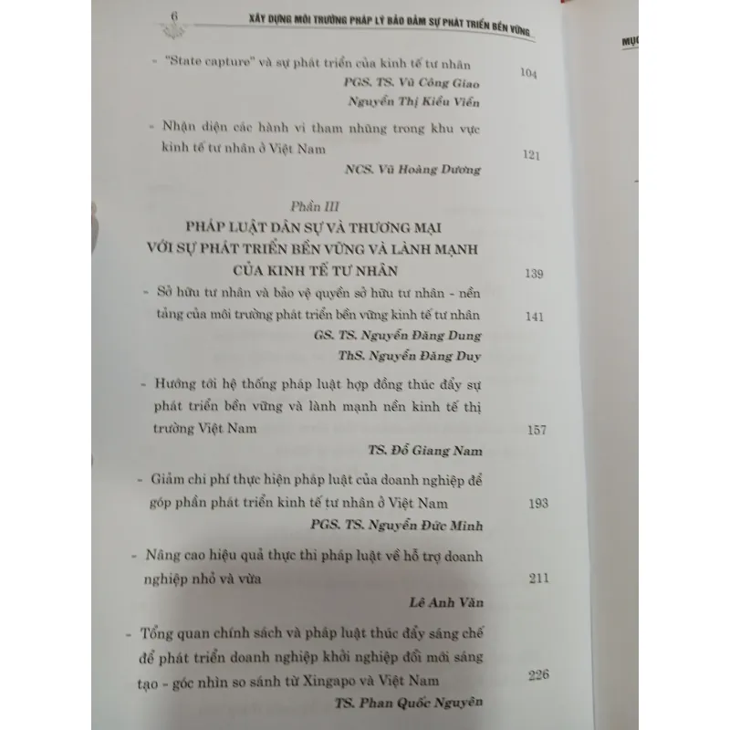 XÂY DỰNG MÔI TRƯỜNG PHÁP LÝ BẢO ĐẢM SỰ PHÁT TRIỂN BỀN VỮNG & LÀNH MẠNH CỦA KINH TẾ TƯ NHÂN 977400