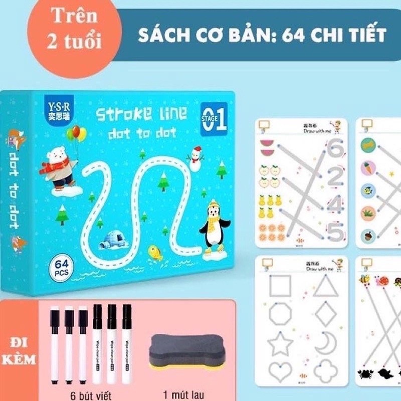 Sách Viết Xóa Montessori Stroke Line 64 trang 183336