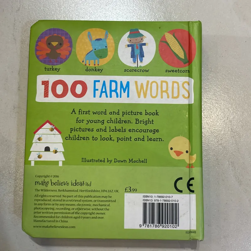 NGOẠI VĂN tiếng anh trẻ em: 100 Farm Words - sách bìa cứng đẹp  1027610