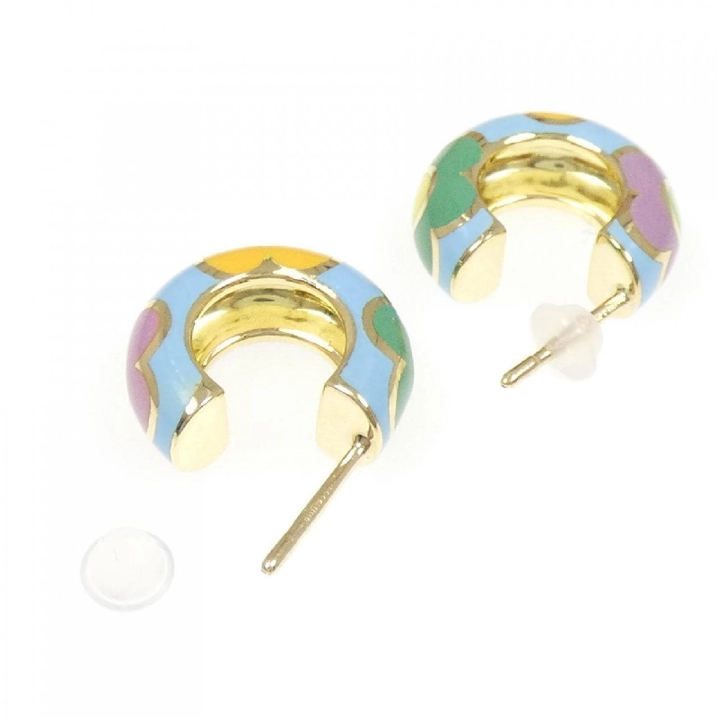 Bông tai men 750YG hình hoa - Hàng hiệu Authentic 865651