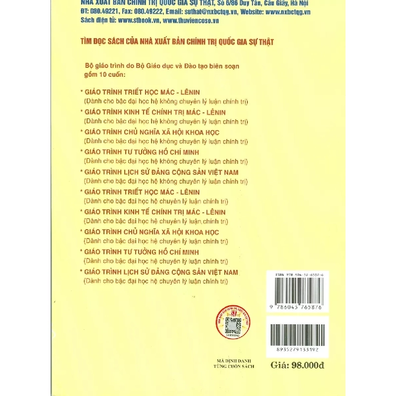 Giáo Trình Kinh Tế Chính Trị Mác - Lênin (Dành Cho Bậc Đại Học Hệ Chuyên Lý Luận Chính Trị) - Bộ Giáo Dục Và Đào Tạo 454896