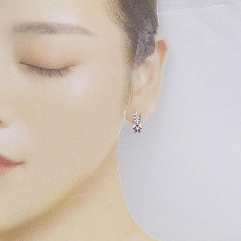 Bông tai Ruby K18WG Hoa 0.36CT - Hàng hiệu Chính hãng 872054