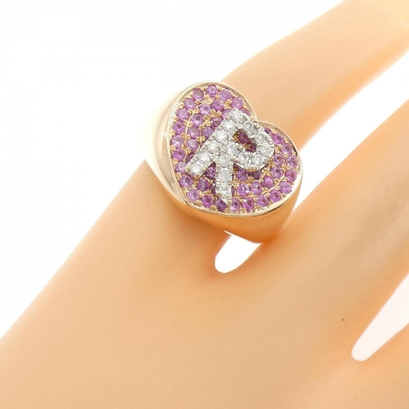 Nhẫn hồng ngọc chữ R 18KPG/18KWG - Hàng hiệu Authentic 0.63CT 854256