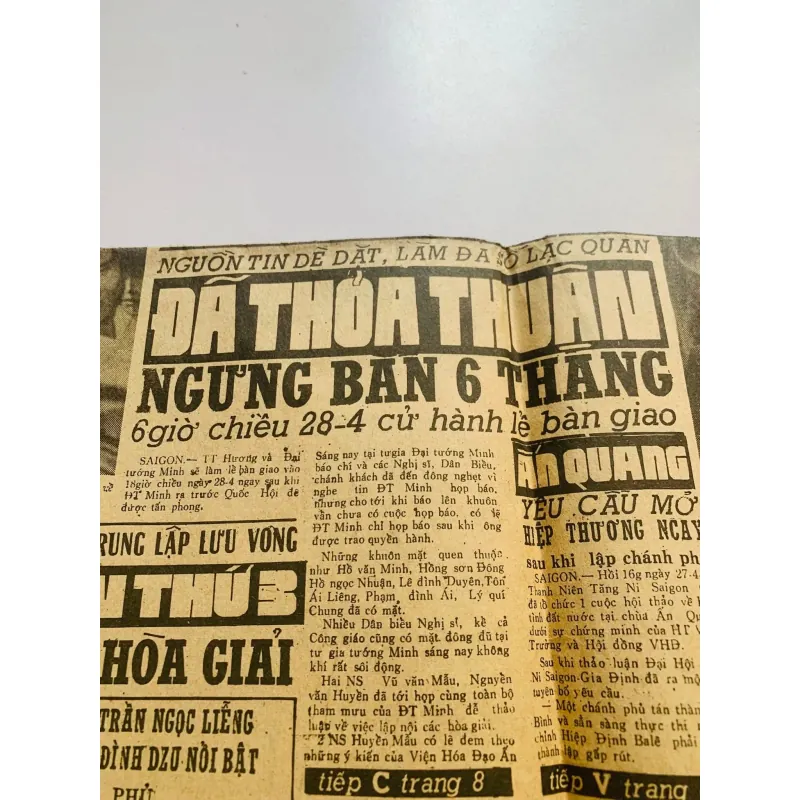 Báo Miền Nam xưa trắng đen phát hành thứ 3- 29/04/1975  752752