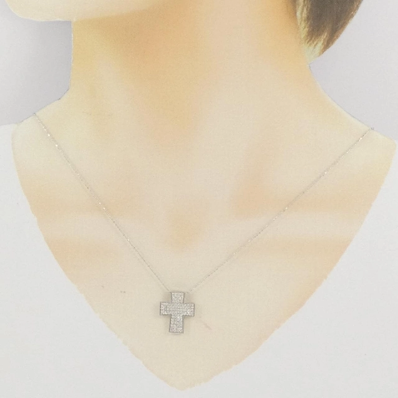 K18WG Dây chuyền kim cương hình chữ thập - Hàng hiệu Authentic 864195