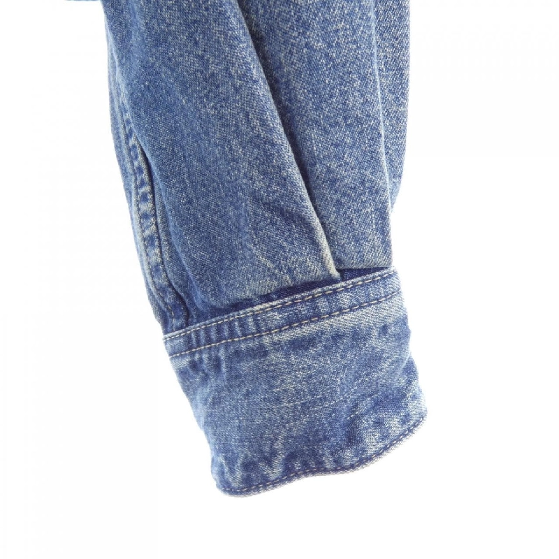 セリーヌ CELINE Áo sơ mi cropped denim wash đại dương liên minh Trionf 2T187459N - Hàng hiệu Authentic 814775