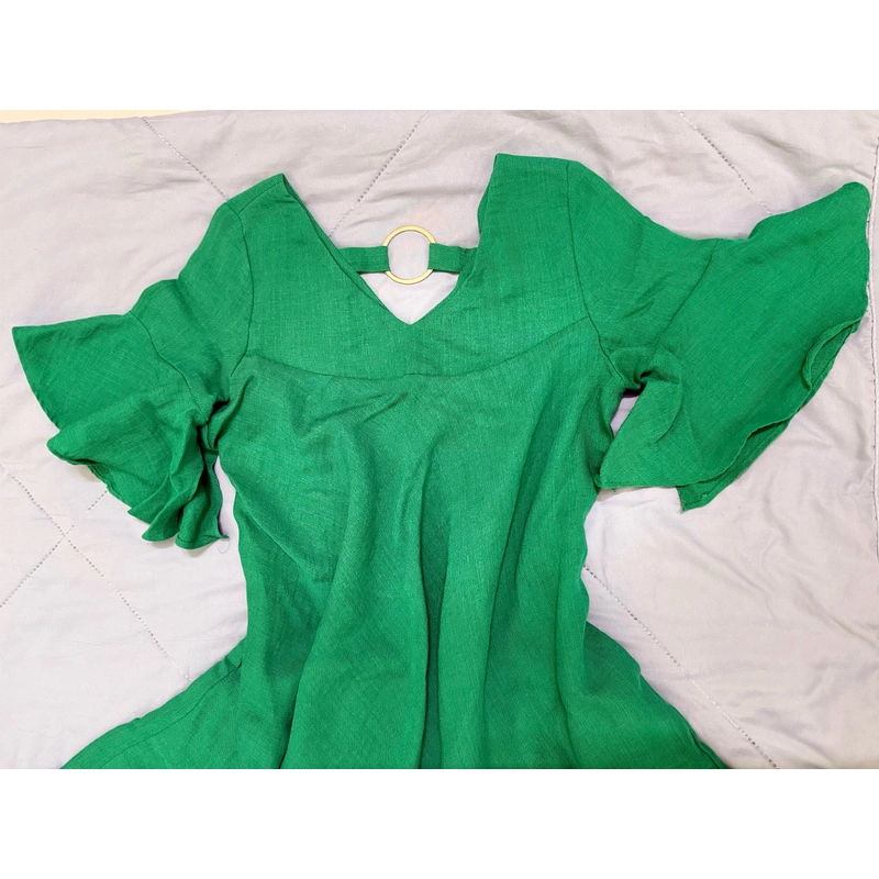 Đầm form rộng, linen xanh lá size S-M 463363