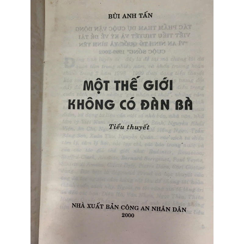 MỘT THẾ GIỚI KHÔNG CÓ ĐÀN BÀ - BÙI ANH TẤN 508188