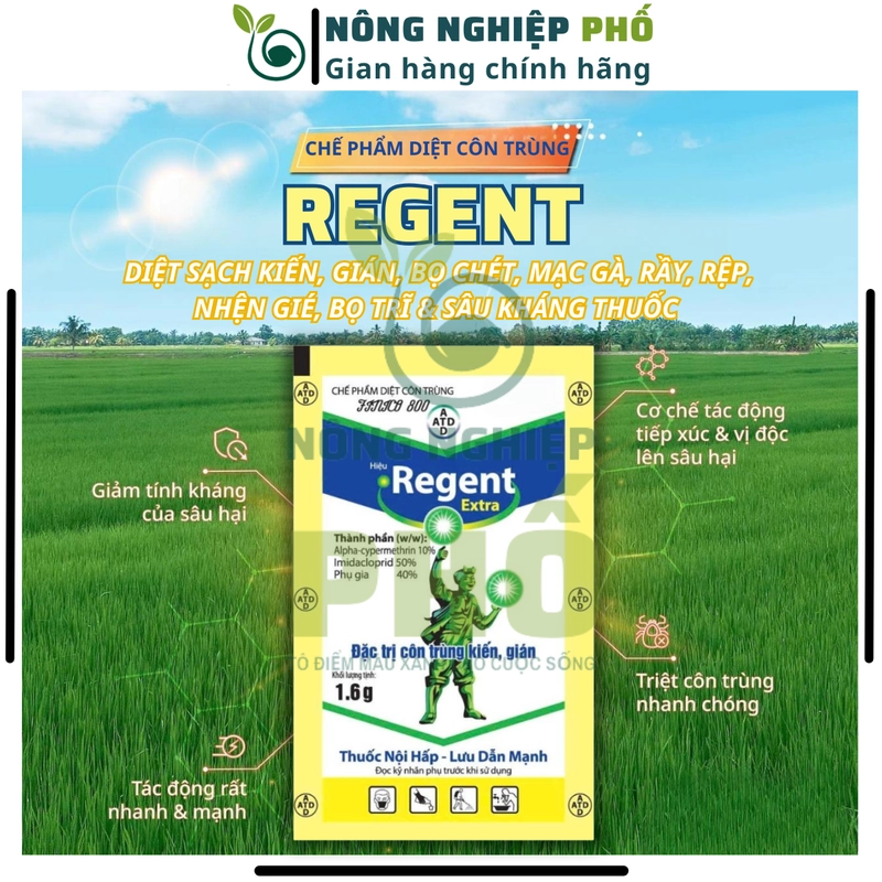 20 REGENT 800 (gói 1.6g) DATE MỚI - Diệt Kiến, Gián, Bọ Chét, Mạt, Rầy, Nhện, Bọ Trĩ, Sâu 508269