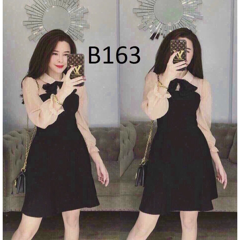 Đầm tiểu thư size S màu đen tay phối ren còn mới nguyên mác 539102