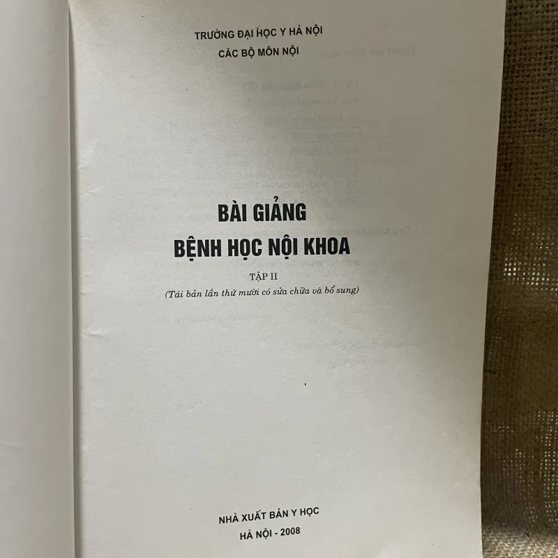 Bài giảng BỆNH HỌC NỘI KHOA tập 2 - sách y khổ lớn -400 trang  799775