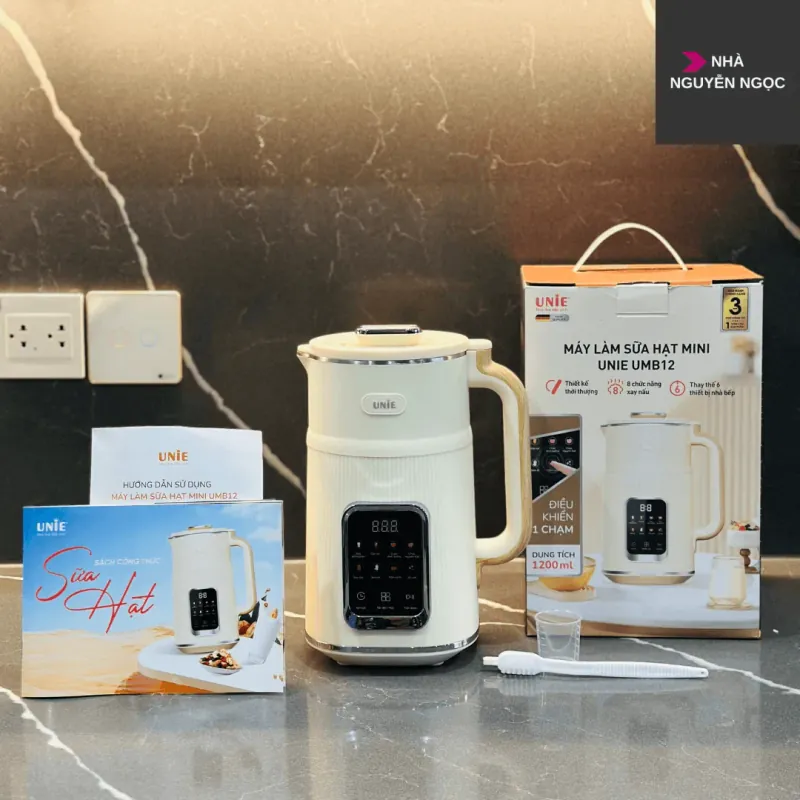🌱 Máy làm sữa hạt UNIE UMB12 1,2L – 10 chức năng xay nấu, lưỡi 12 cánh Inox 304 siêu mịn 783536