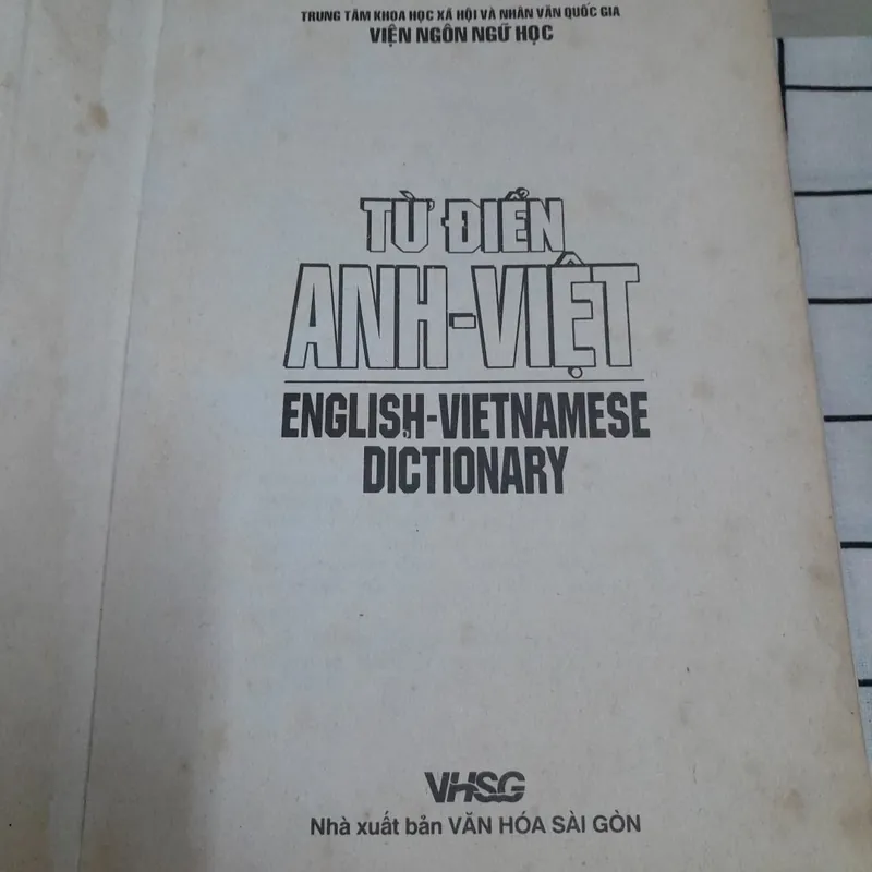 Viện NGÔN NGỮ HỌC- TỪ ĐIỂN ANH -VIỆT. Khổ lớn bìa mềm. 152.000 mục từ.  VHSG 2007 785971