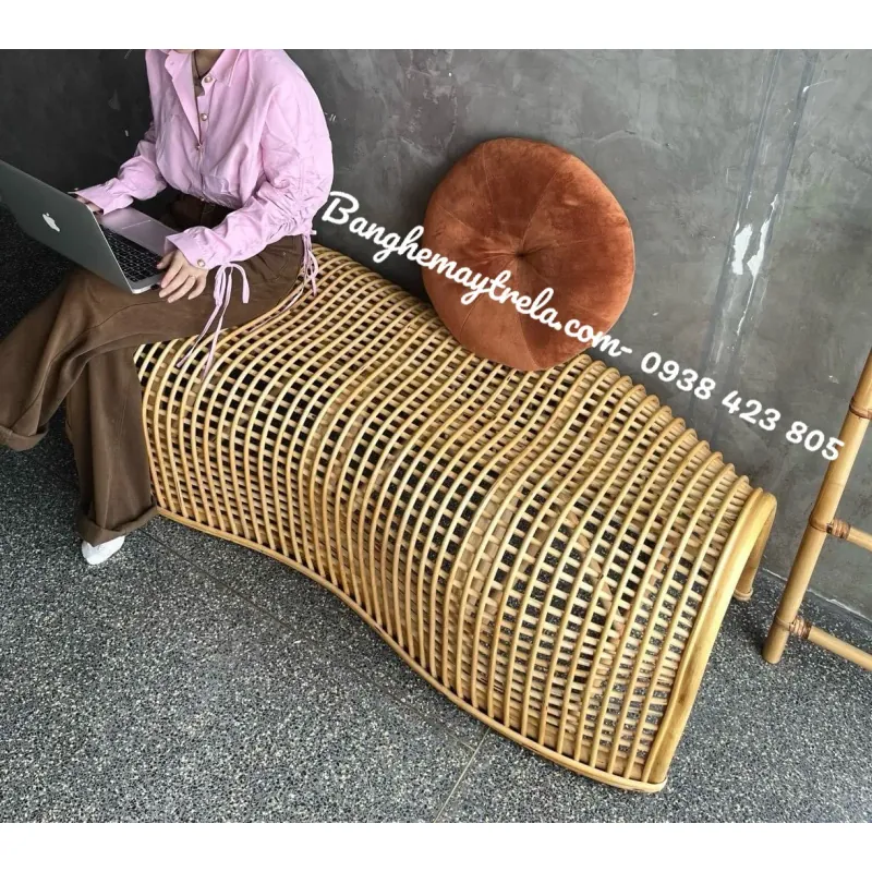 Ghế băng mây uốn caro 570040