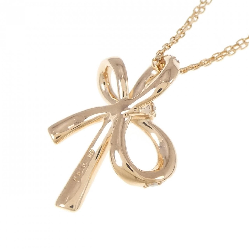 K18PG Dây chuyền kim cương hình ruy băng 0.43CT - Hàng hiệu Chính hãng 864411