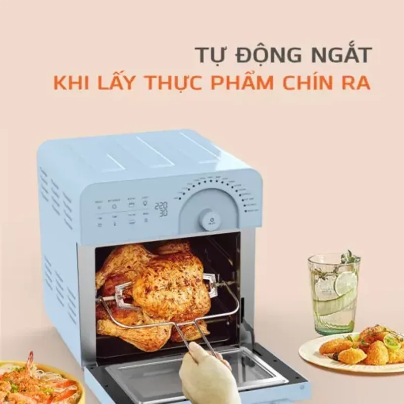 🍗 Nồi chiên không dầu UNIE SKY BLUE 14,5L – 17 chế độ nấu, inox 304 siêu bền 785610