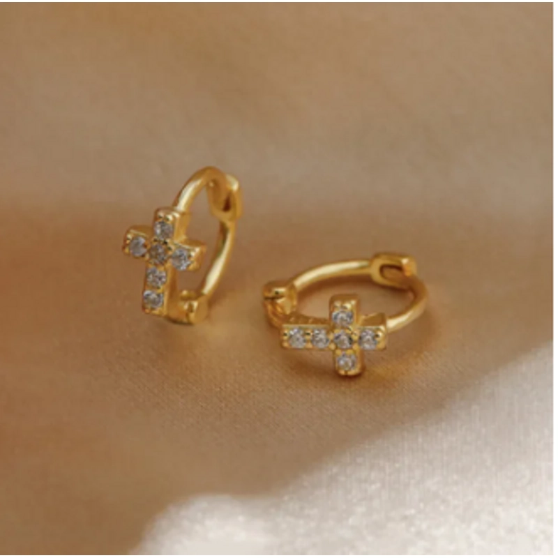 Hoa tai mạ vàng 14K đá Zircon mini (9mm) 329272