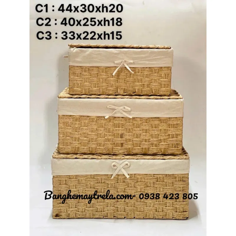 Giỏ chữ nhật đựng đồ mây tre đan 592350