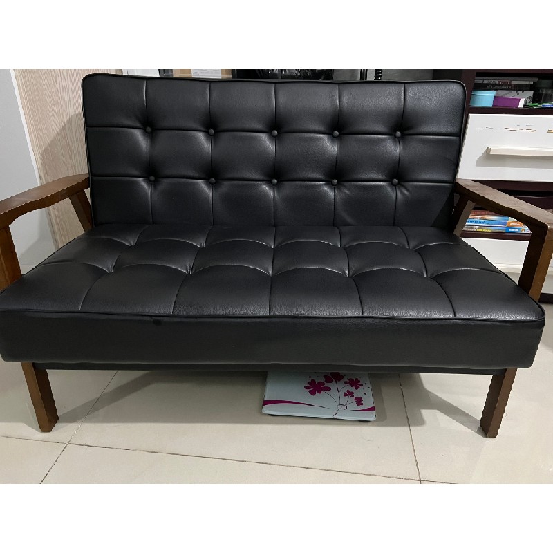 Ghế Sofa phong cách retro khung gỗ màu đen - dài 1m15. 58231