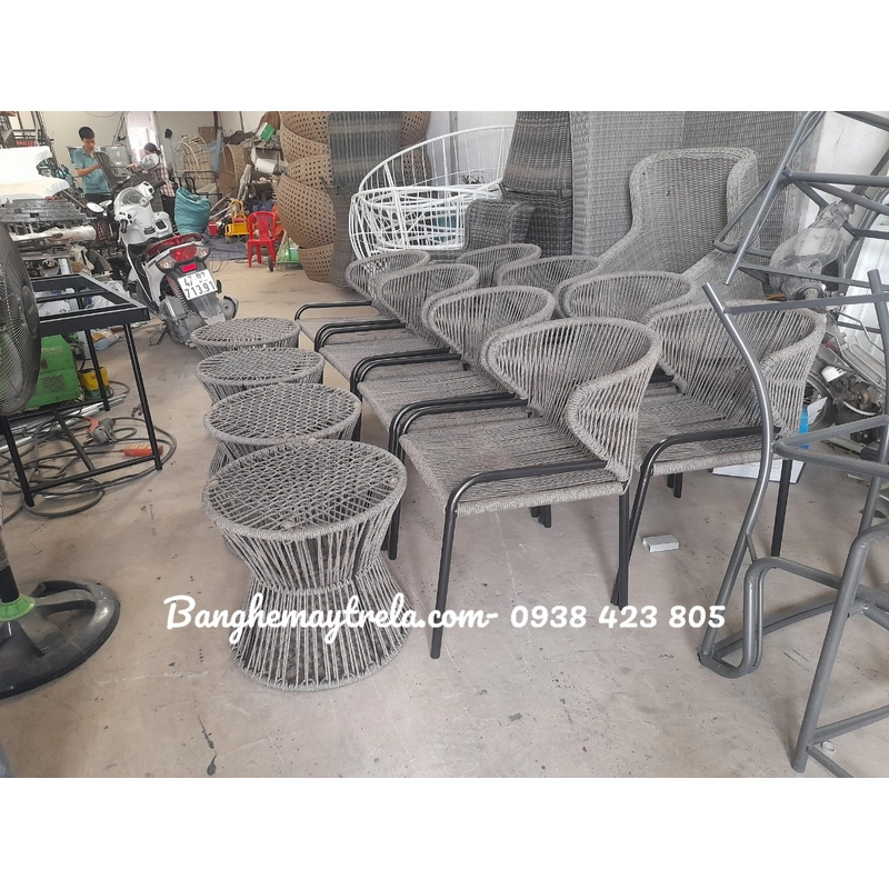 Ghế ngoài trời đan dây dù 498956