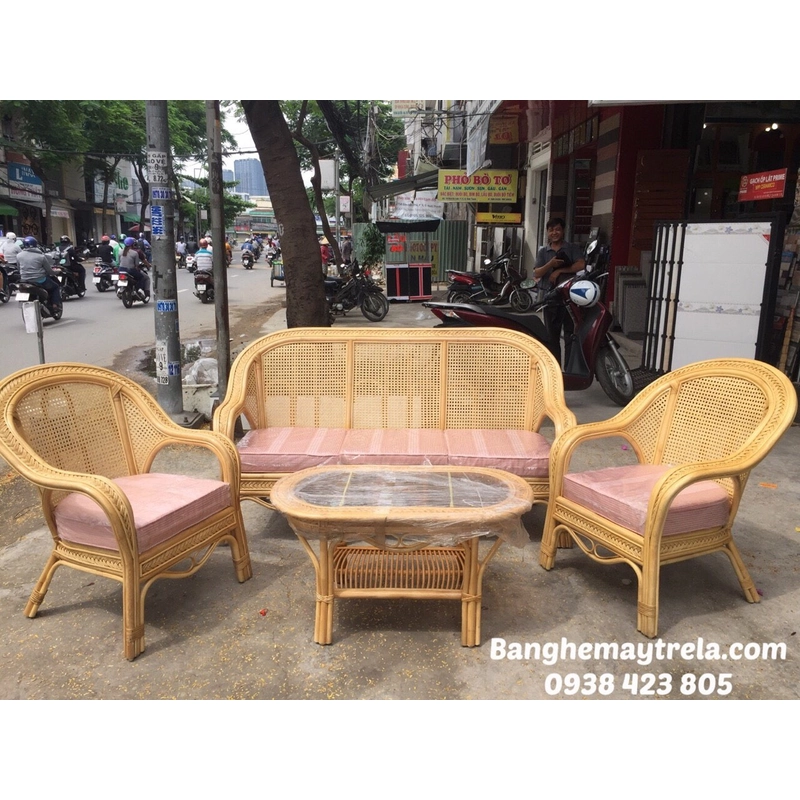 Bàn ghế sofa mây lưới 472912