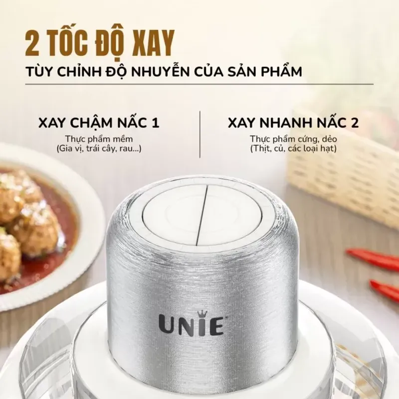 Máy xay thịt UNIE UM366 – 2 cối xay thủy tinh cao cấp, an toàn sức khỏe 573225