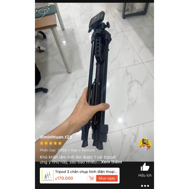 Tripod 3366 + kẹp + remote 547829