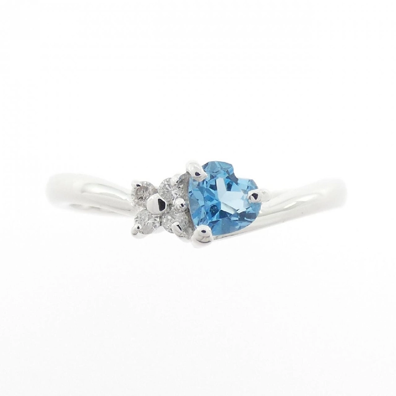 Nhẫn Blue Topaz K14WG Hình Trái Tim × Hoa 668172