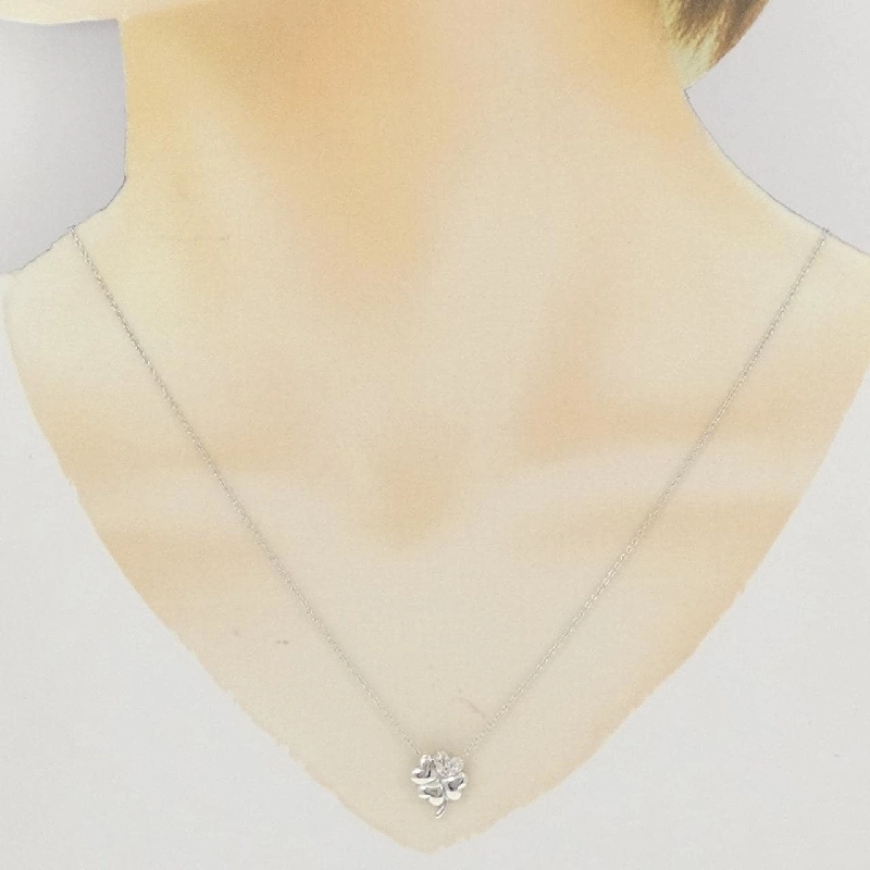 K18WG Cỏ ba lá Dây chuyền kim cương 0.06CT - Hàng hiệu Chính hãng 862981