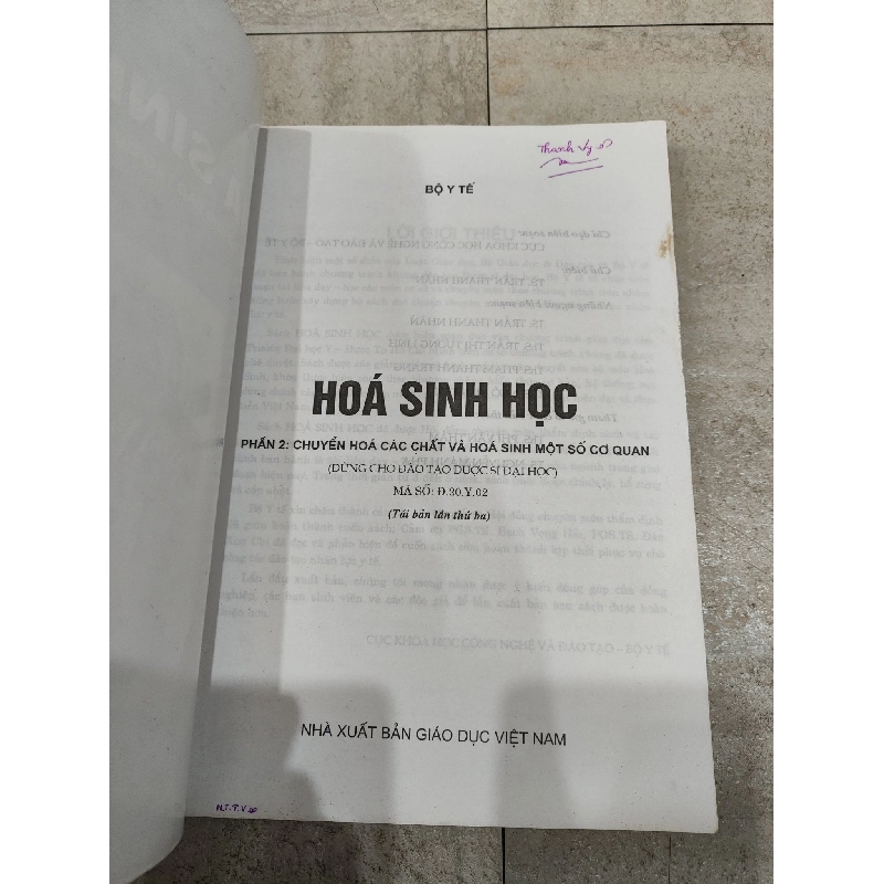 Hoá Sinh Học - TS. Trần Thanh Nhãn 509171