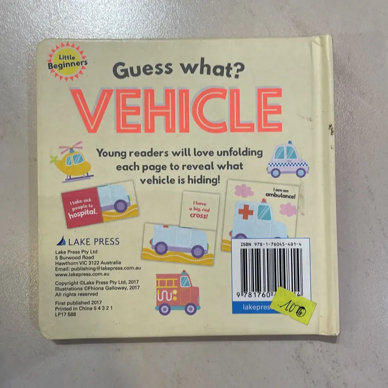 NGOẠI VĂN tiếng anh trẻ em: GUESS WHAT ? VEHICLE - Fold out book ! Little beginners  1027576