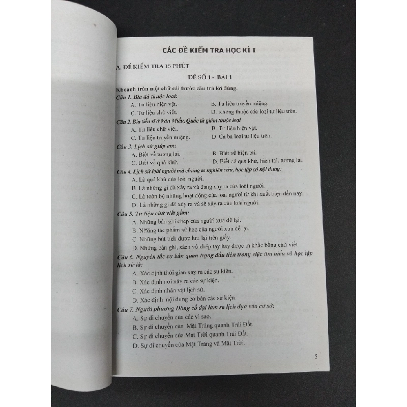 Đề kiểm tra lịch sử 6 - 15 phút, 1 tiết, học kì mới 80% ố bẩn nhẹ 2013 HCM1710 Ths. Tạ Thị Thúy Anh GIÁO TRÌNH, CHUYÊN MÔN 303349