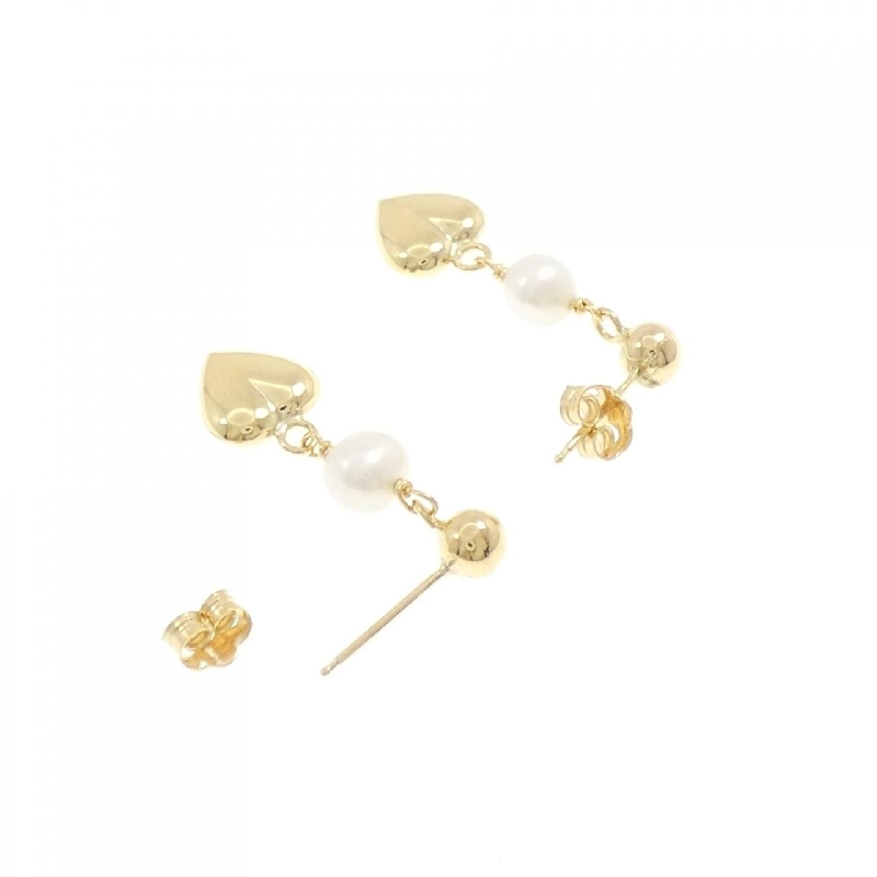 Bông tai ngọc trai nước ngọt hình trái tim 750YG/18KTYG 4.6mm - Hàng hiệu Chính hãng 870434