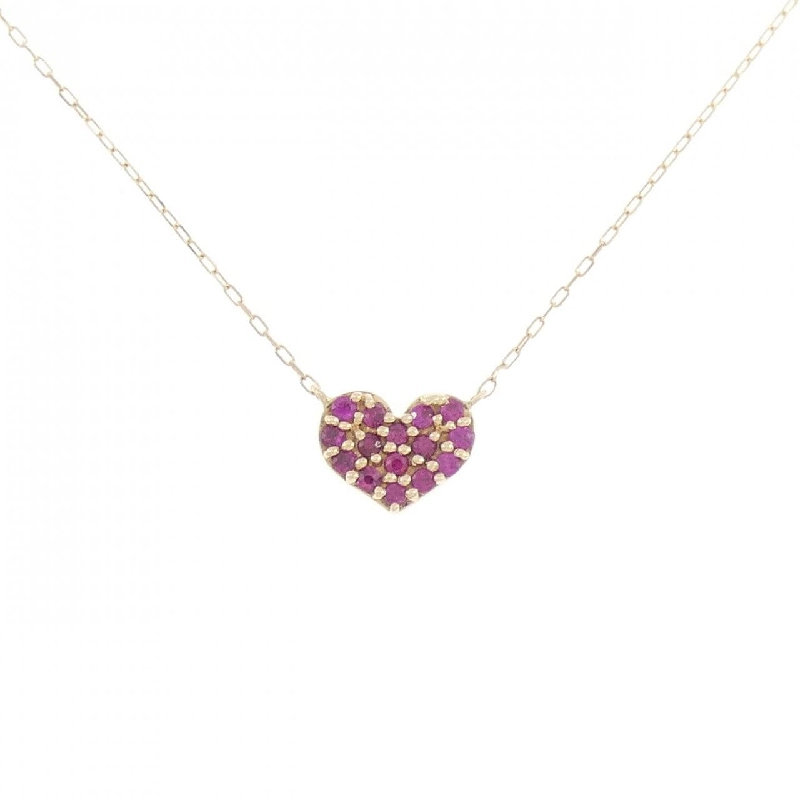 K10YG 2WAY Heart Ruby Necklace - Hàng hiệu Authentic 861098