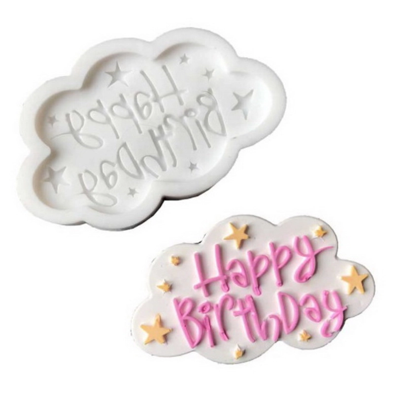 Khuôn silicon làm rau câu sinh nhật Happy Birthday ngôi sao, đám mây – Mã số 1201 338650