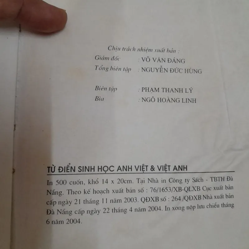 Từ điển Sinh Học ANH VIỆT VIỆT ANH [Biological Dic. ]. Tg. CUNG KIM TIẾN 600999