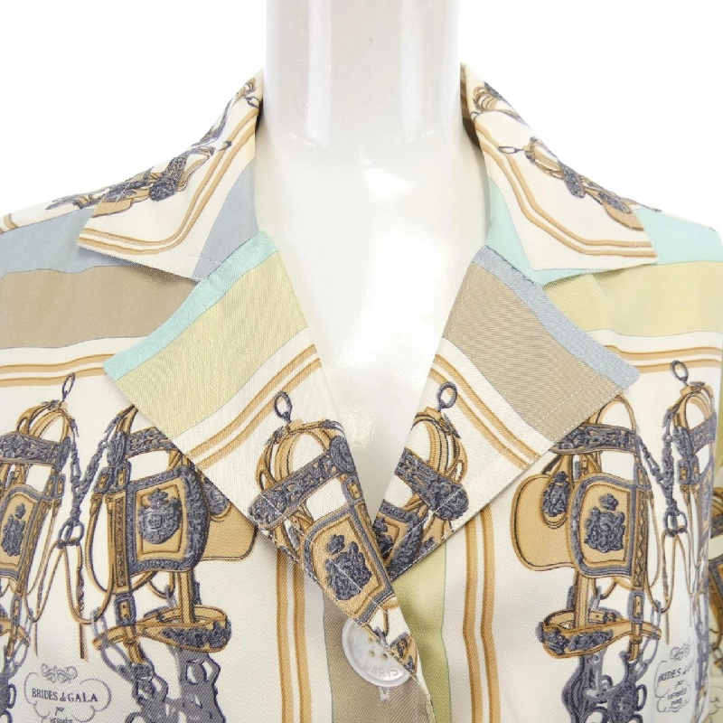 【Vintage】HERMES BRIDES DE GALA Twill Reine. Áo sơ mi 627685