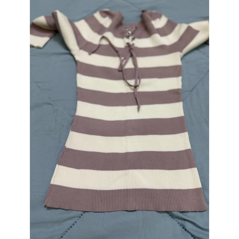 Áo montoghi body sọc nâu kem dài tay size S-M 463355