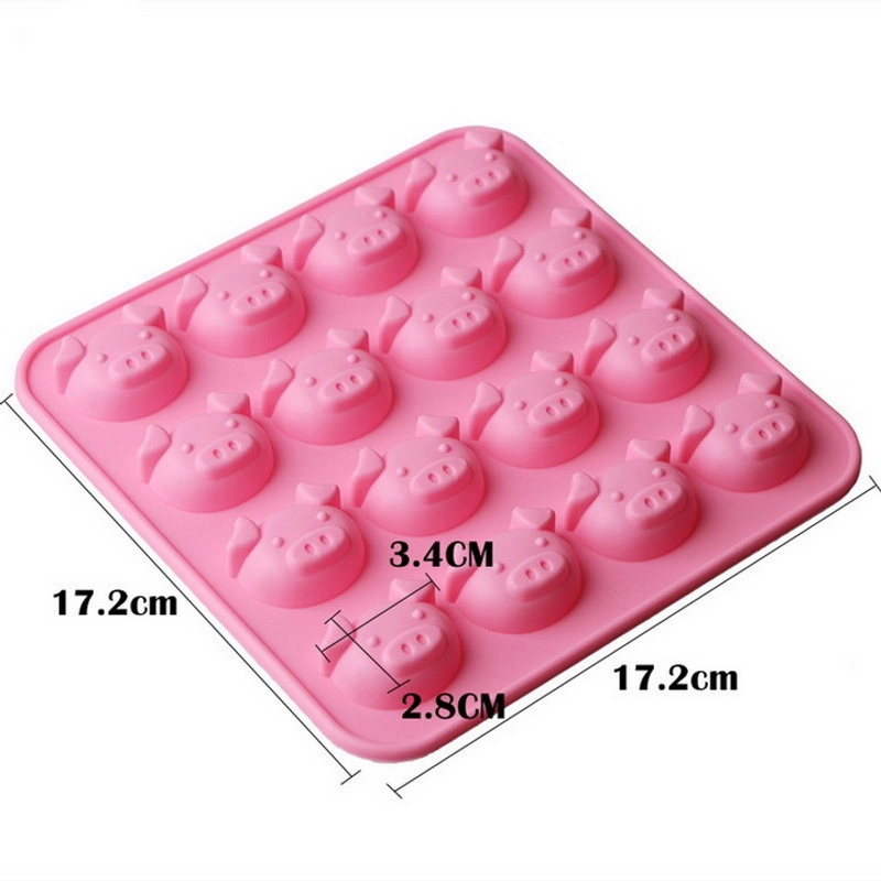 Khuôn silicon làm rau câu, socola 16 mặt heo con – Mã số 1087 338189